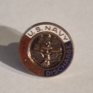 NAVY HONORABLE DISCHARGE PIN- RED-WHITE & BLUE